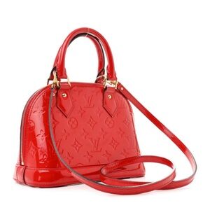 Louis Vuitton Mini Alma MM Peach Patent Leather Handbag